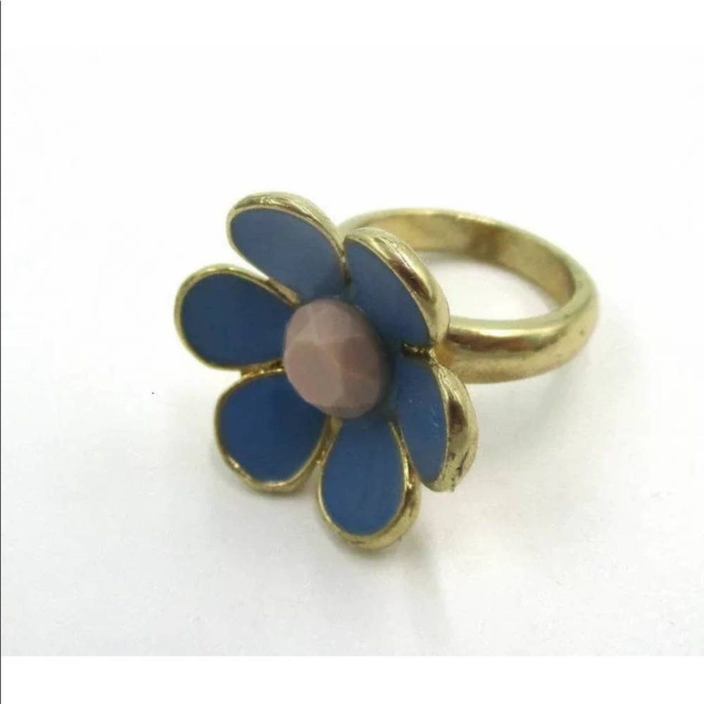Enamel flower cocktail ring. Size 6